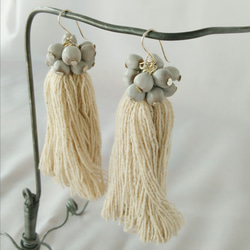 耳環│泰國植物染棉線和juzdama - 本色/耳環或耳環 第5張的照片