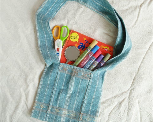 織り物 カレン族 藍染め クロス ラグ カレン族の手織り&藍染めバッグS/