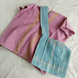 カレン族の手織り&藍染めバッグS/ 水色 インディゴ/大人・キッズ兼用/手縫い/ ショルダー 2枚目の画像
