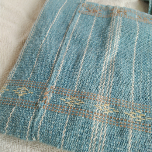 カレン族の手織り&藍染めバッグS/ 水色 インディゴ/大人・キッズ兼用