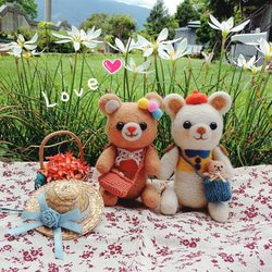 愛旅遊的熊熊家族-羊毛氈擺飾(一組) 第1張的照片