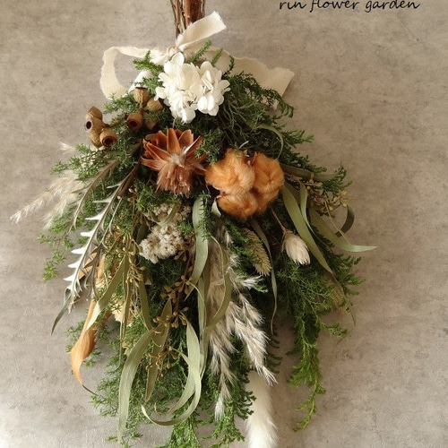 生葉 フレッシュ ヒムロスギ＆パンパスグラス 綿の実 クリスマス