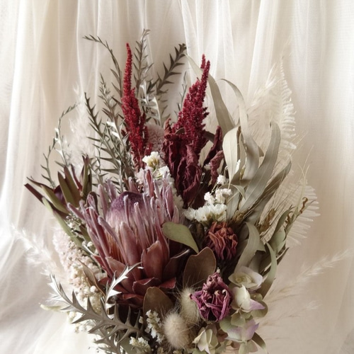 ネイティブフラワー 紫 ワイン プロテア パンパスグラス 海外花