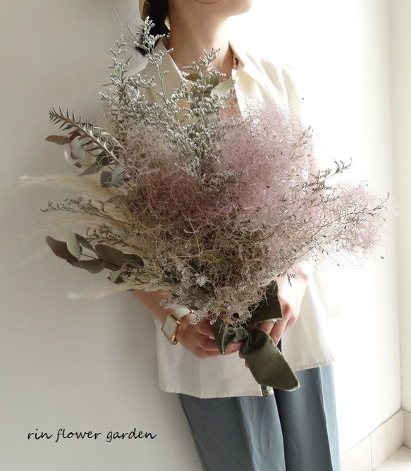 パンパスと藤の花の和装ブーケ♡特大