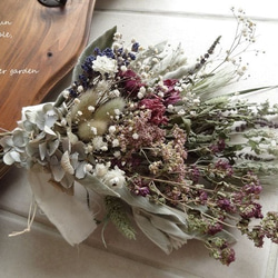 ＊rin 34cm ハーブ紫のスワッグ ブーケ＊花束 ギフト 結婚式 1枚目の画像