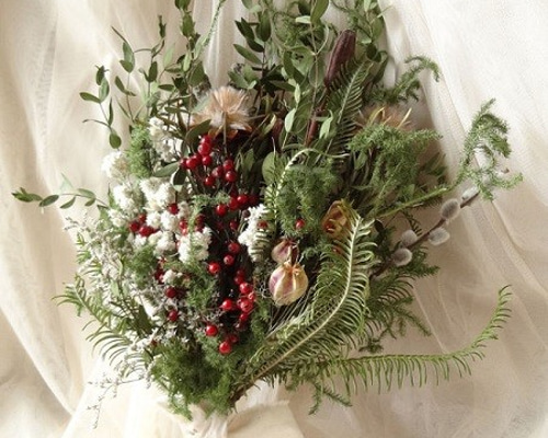 creema限定 rin＊48cm Xmasスワッグ ブーケ＊ドライフラワー