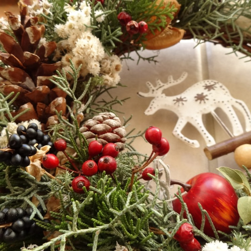 値下げ＊30cm 可愛い ブルーアイズ＆ヒムロスギ リース＊ドライ