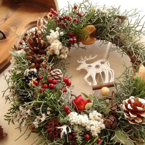 【竜馬君】ドライフラワーリース~クリスマスカウベルリース’25~✽.。 竜馬君様専用】ドライフラワーリース~クリスマスカウベルリース'25