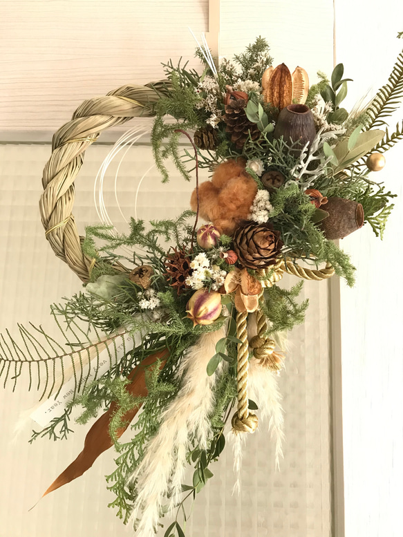 ラスト値下げ creema限定＊豪華 上品 ゴールド 正月飾り しめ縄 リース