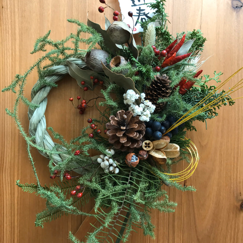 和のクリスマスリース*↟⍋*↟注連縄飾り しめ縄リース(大きなサイズ) 24.しめ縄 正月飾り 注連縄 クリスマス リース ドライ 24.しめ縄 正月