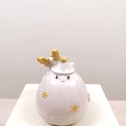 ホワイトクリスマス♡白いサンタ　トナカイ　陶器 2枚目の画像