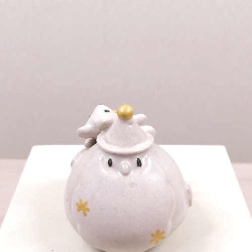 サンタクロース置物　オブジェ　飾り　ホワイトサンタ　テディベア　陶器　特大 ホワイトクリスマス♡白いサンタ テディベア 陶器 立体・オブジェ つち