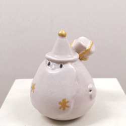 ホワイトクリスマス♡白いサンタ テディベア 陶器 立体・オブジェ つち