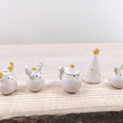 ホワイトクリスマス♡白いサンタと仲間たちＢ　陶器 3枚目の画像
