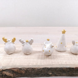 ホワイトクリスマス♡白いサンタと仲間たちＢ　陶器 4枚目の画像