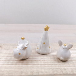 ホワイトクリスマス♡白いサンタと仲間たちＢ　陶器 6枚目の画像