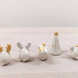 ホワイトクリスマス♡白いサンタと仲間たち　ねずみ　陶器 4枚目の画像