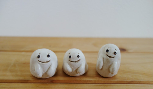 おばけちゃん 仲良し3体セット ハロウィン 陶器 その他置物 つち