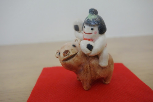 金太郎とくま　五月人形　端午の節句　陶器　いっしょにおにぎり 7枚目の画像