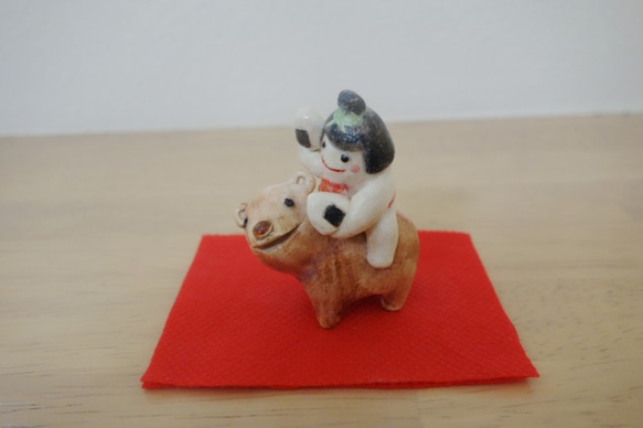 金太郎とくま　五月人形　端午の節句　陶器　いっしょにおにぎり 8枚目の画像