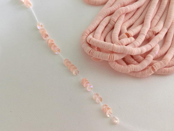 クリームピンクキューベットRose pâle3mm CV フランス製スパンコール☆ 1枚目の画像