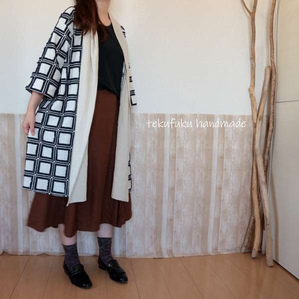 刺繍フリンジレース８分袖ガウン・ロングカーディガン・M～L 8,470円