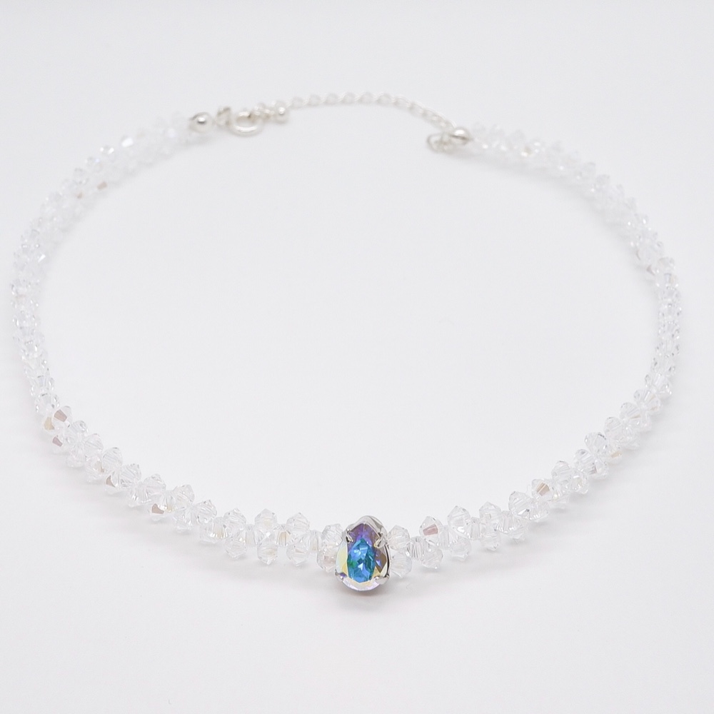 美品SWAROVSKIスワロフスキー ネックレス チョーカー 花モチーフ 薄 