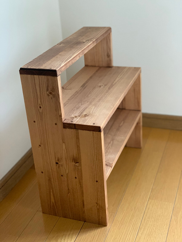 無垢材】L型カフェシェルフ アンティーク キッチンラック 棚・シェルフ