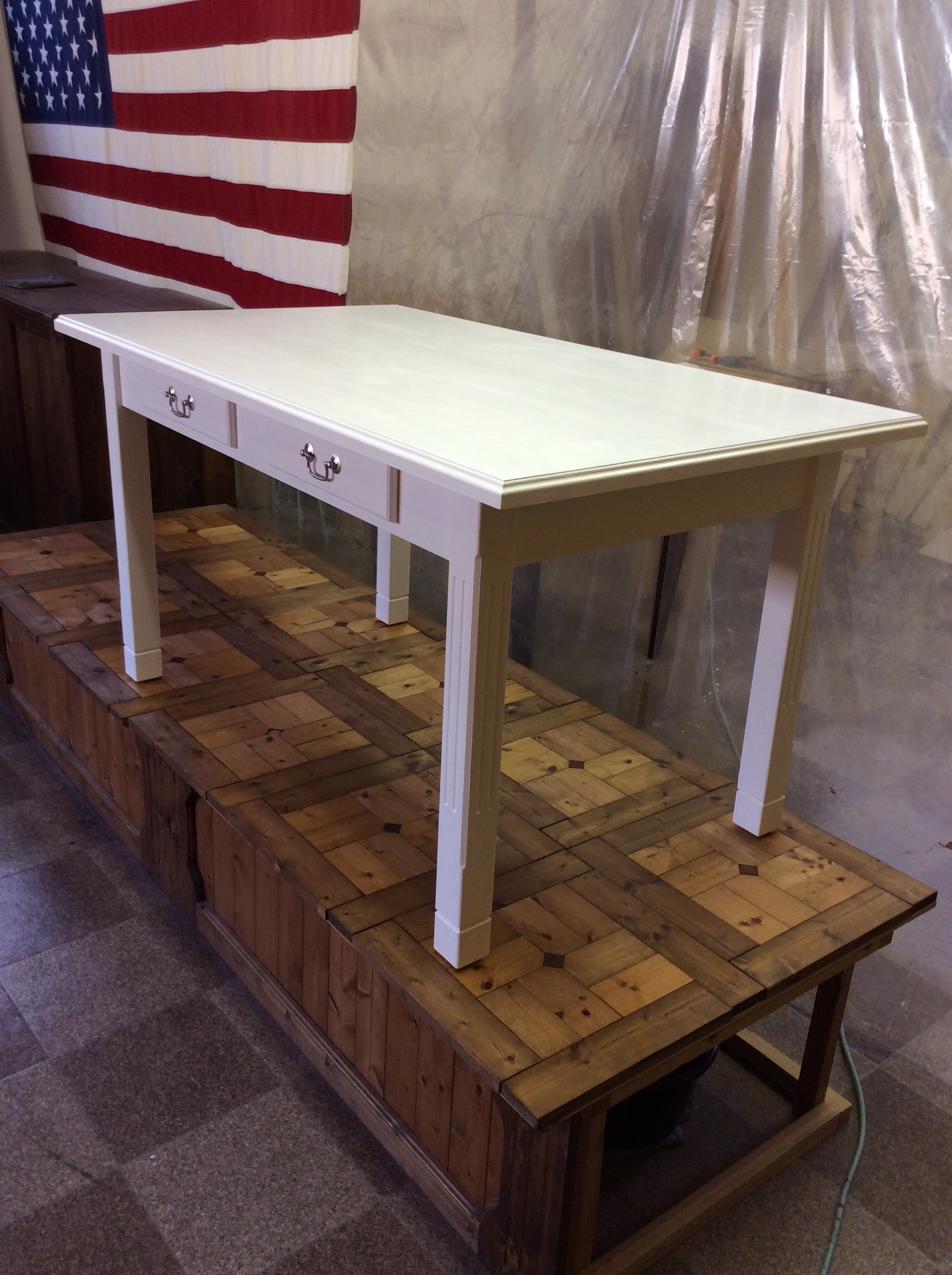 アンティーク風 エレガントなダイニングテーブル&ベンチ