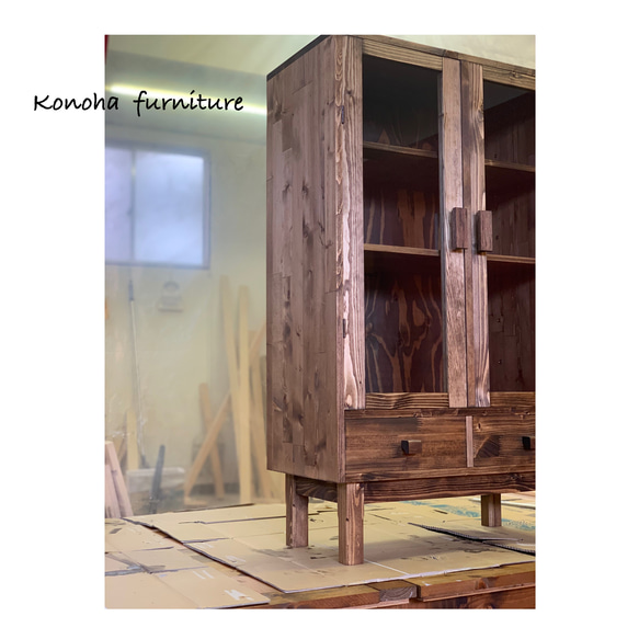 ガラスキャビネットC ガラスショーケース・食器棚・カフェシェルフ