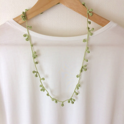 レース糸♡まる飾りのネックレス グリーン 2枚目の画像