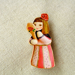 あ*き様 la fossette様　婦人さんのお顔ブローチ　 人気人形作家様　希 あ*き様 la fossette様 婦人さんのお顔ブローチ 人気人形作家