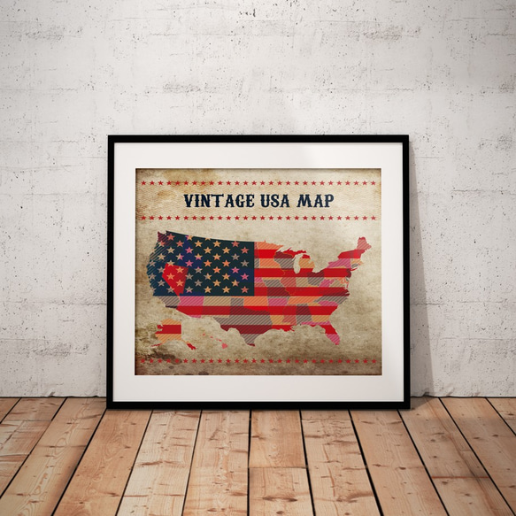 アメリカン星条旗MAP ポスター 1枚目の画像
