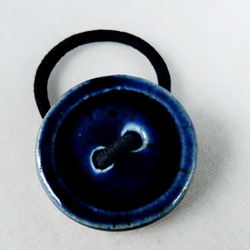 ボタンヘアゴム(藍) 2枚目の画像