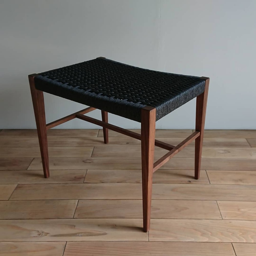 ペーパーコードのスツール大　ウォールナット無垢材 35,000円