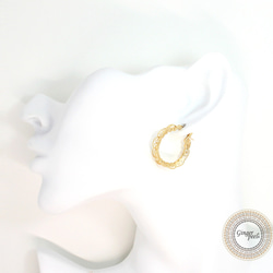 14kgfピアス[Antique lace hoop/GOLD] 3枚目の画像