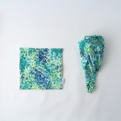 ≪夏の福袋≫紫陽花のセット/大人のハンカチ　ワイドなヘアバンド　梅雨　紫陽花　ブルー　グリーン 2枚目の画像