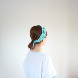 ≪夏の福袋≫紫陽花のセット/大人のハンカチ　ワイドなヘアバンド　梅雨　紫陽花　ブルー　グリーン 9枚目の画像
