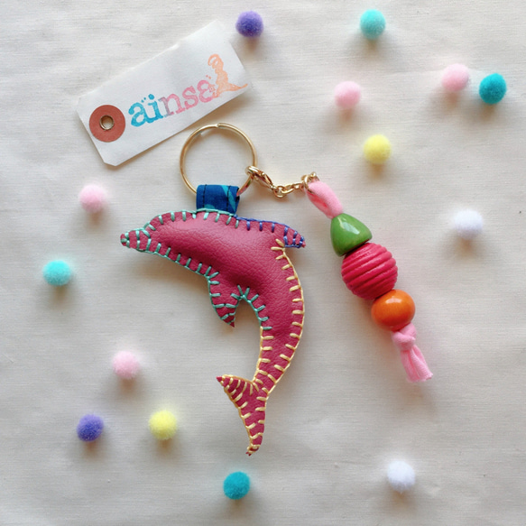 イルカ 海の生き物 動物 ゆめかわ フェイクレザー チャーム