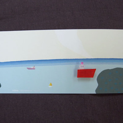 海の冬景色ブローチ【灯台と船】3 2枚目の画像