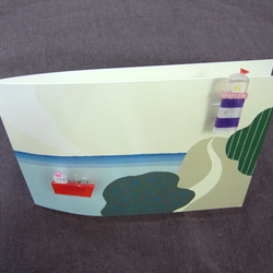 海の冬景色ブローチ【灯台と船】3 3枚目の画像