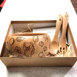 出産祝いにおすすめ☆ベビーキッズ用食器セット ねこふうせん 3枚目の画像