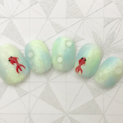 181】☆親指のみ メロンクリームソーダ フットネイルチップ 水滴  