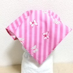 ☆ラスト１セット☆ 140cm ストロベリー＆リボン（ピンク）エプロン・三角巾・巾着袋セット 7枚目の画像