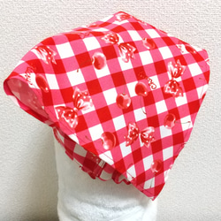 チェリー＆リボン（赤）子供用三角巾　ゴム紐付 2枚目の画像