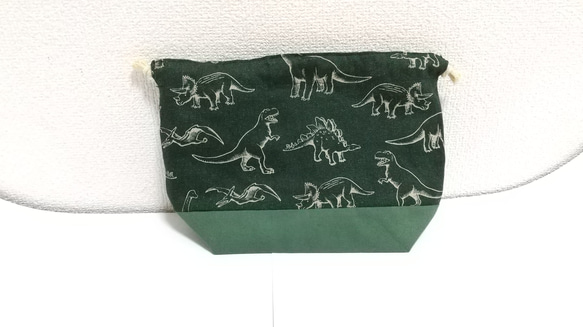 ☆特価☆ 恐竜（深緑）お弁当袋・コップ袋セット 3枚目の画像