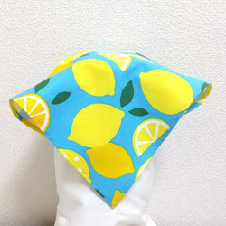 レモン（アクアブルー）子供用三角巾　ゴム紐付 2枚目の画像