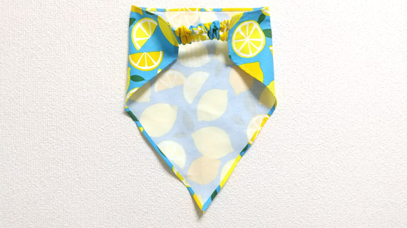 レモン（アクアブルー）子供用三角巾　ゴム紐付 5枚目の画像