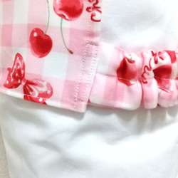☆特価☆ 110cm チェリー＆リボン（ピンク）ゴム紐 子供用エプロン・三角巾・巾着袋セット 8枚目の画像
