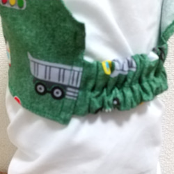 働く車C（緑）子供用三角巾　ゴム紐付 5枚目の画像